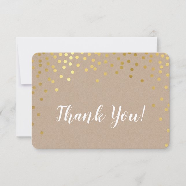 MODERN THANK YOU gold confetti spot rustic kraft (Front)