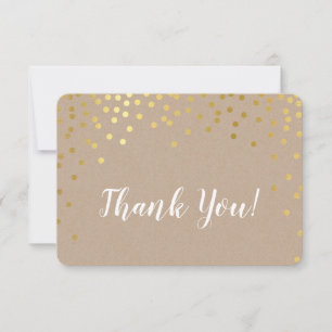 MODERN THANK YOU gold confetti spot rustic kraft Card