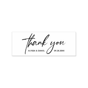 Modern thank you handlettering script wedding  rubber stamp