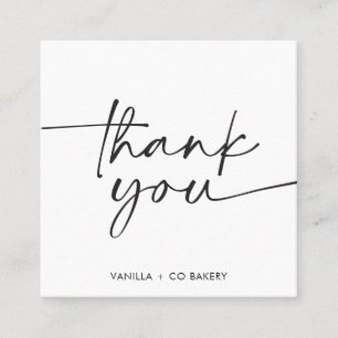 Modern Thank You Handwritten Script Square Business Card
