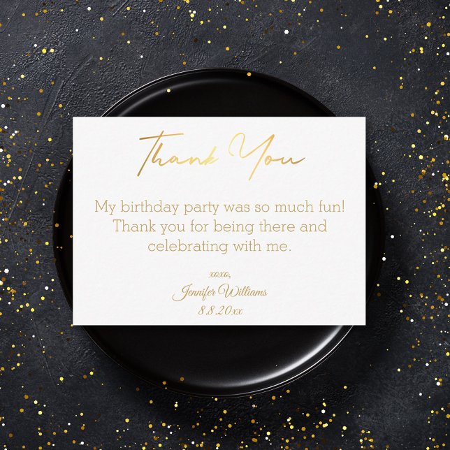 modern thank you happy birthday  gold minimalist card (Creator Uploaded)