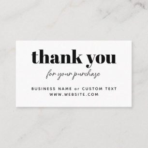 Modern Thank You Heart For Your Purchase Small Business Card