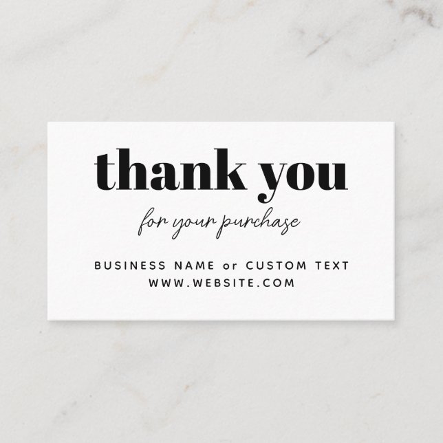 Modern Thank You Heart For Your Purchase Small Business Card (Front)