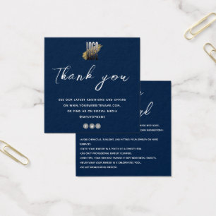 Modern Thank You Jewellery Care Card with logo 