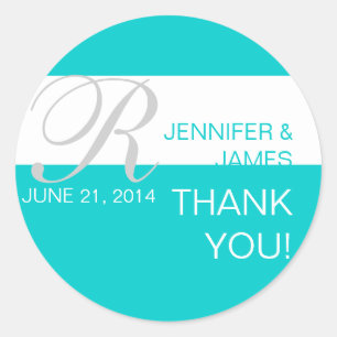 Modern Thank You Monogram Wedding Stickers