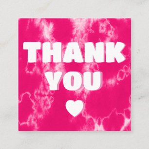 Modern thank you order pink tie dye Qr code Square Business Card