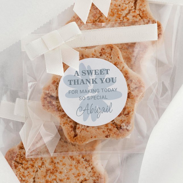 Modern Thank You Pastel Blue Daisy Flower  Classic Round Sticker (Creator Uploaded)