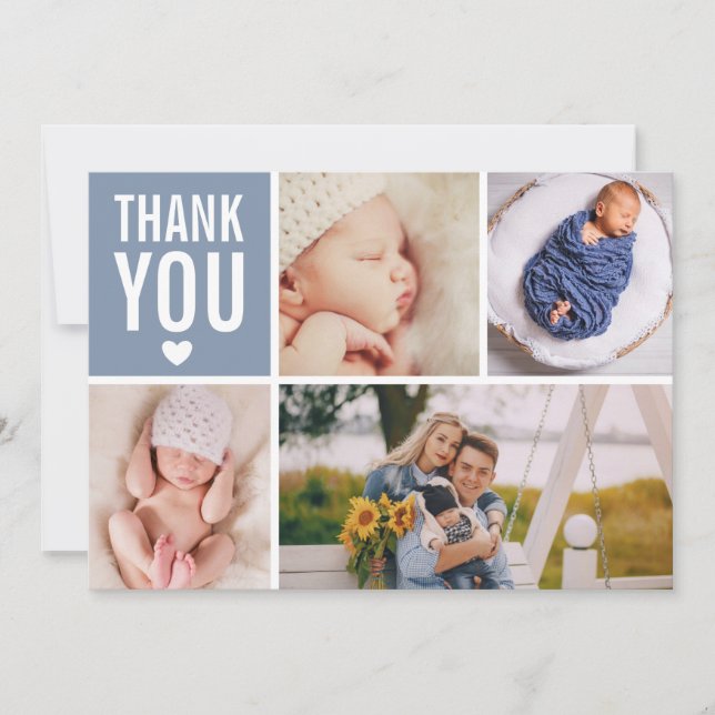 Modern Thank You Photo College Stats Flat Birth Announcement (Front)