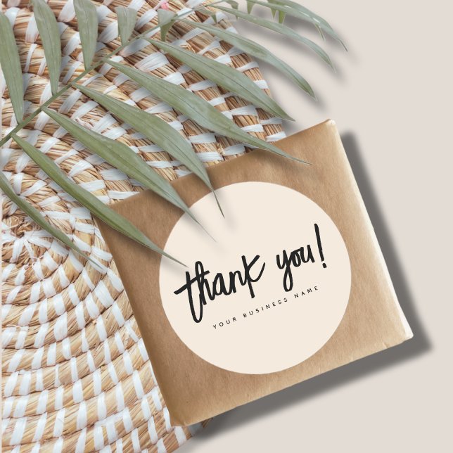 Modern thank you professional business  classic round sticker (Creator Uploaded)