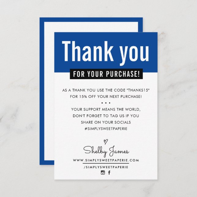 MODERN THANK YOU purchase insert royal blue (Front/Back)