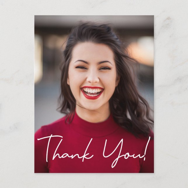 Modern Thank you School Photo Graduation Announcement Postcard (Front)