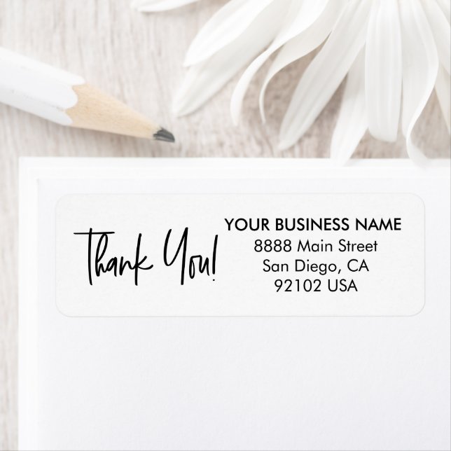 Modern thank you script Business return address  (Insitu)