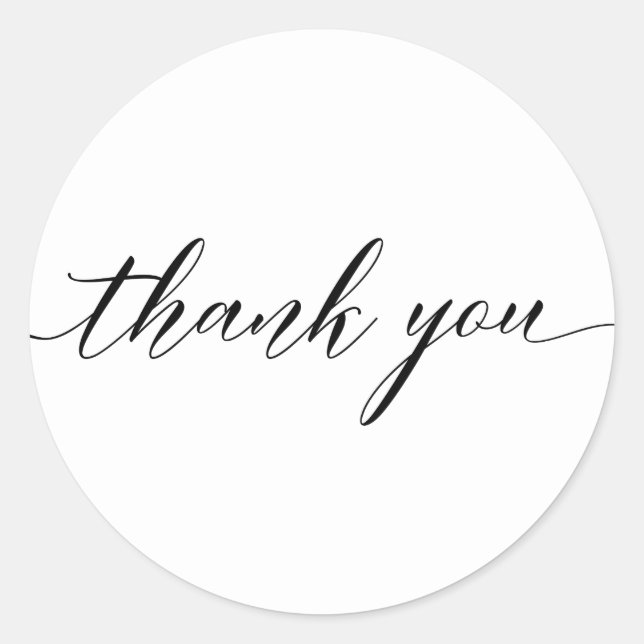Modern Thank You Script Calligraphy Sticker (Front)