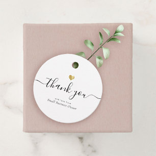 Modern Thank You Script Chic Gold Small Business Favour Tags