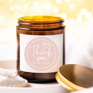 Modern thank you script  minimal blush pink classic round sticker