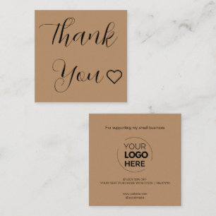 Modern Thank You Script Minimal Brown Discount Card