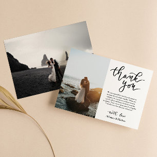 Modern Thank You Script Wedding Photo Card