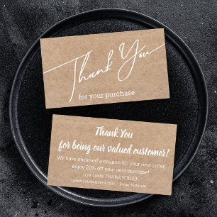 modern thank you small business kraft trendy chic enclosure card