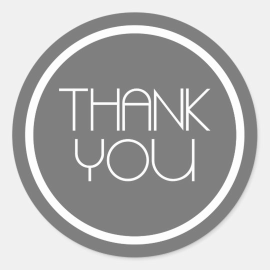 Modern Thank You Stickers (Dark Grey Silver/White) | Zazzle.co.uk