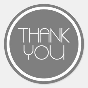 Modern Thank You Stickers (Dark Grey Silver/White)