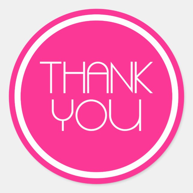 Modern Thank You Stickers (Hot Pink / White) (Front)