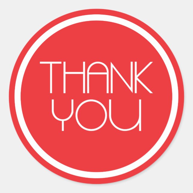 Modern Thank You Stickers (Red / White) (Front)