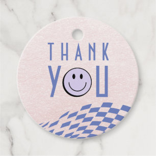 Modern Thank You Tag – Pink Marble with Smiley & M