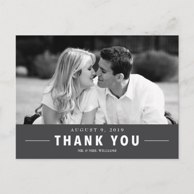 Modern Thank You Wedding Custom Photo Postcard (Front)