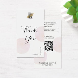 Modern Thank You with Logo and QR Code Pink