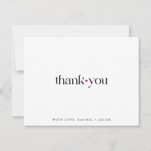 Modern Thank You with Red Heart From Couple Card
