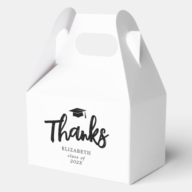 Modern Thanks Brush Script Graduation  Favour Box (Front)
