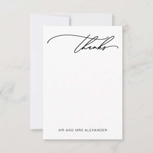 Modern Thanks Elegant Blush Thank You Card (Front)