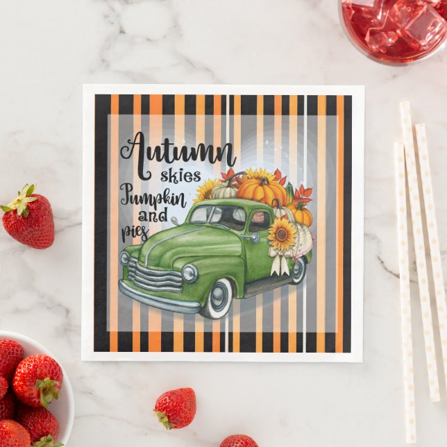 Modern Thanksgiving Beautiful Autumn Collection Napkin (Insitu)