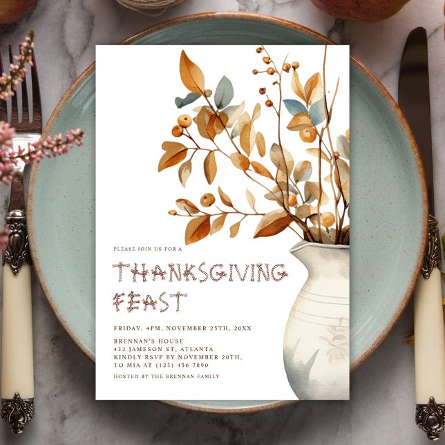 Modern Thanksgiving Dinner Fall Friendsgiving Invitation (Modern Thanksgiving Dinner Fall Friendsgiving Invitation)