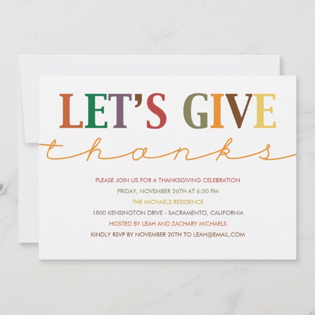 Modern Thanksgiving Dinner Invitation (Front)