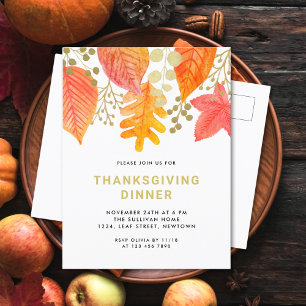 Modern Thanksgiving Dinner Invitation Postcard