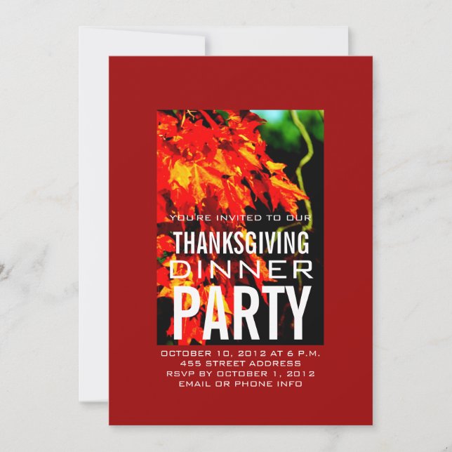 MODERN THANKSGIVING DINNER INVITATION | RED (Front)
