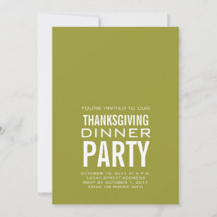 MODERN THANKSGIVING DINNER PARTY INVITATION GREEN