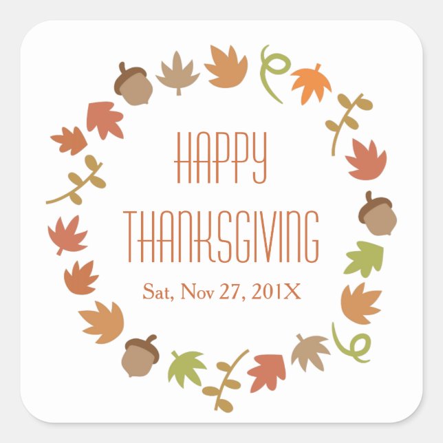 Modern Thanksgiving Dinner Party Square Sticker (Front)