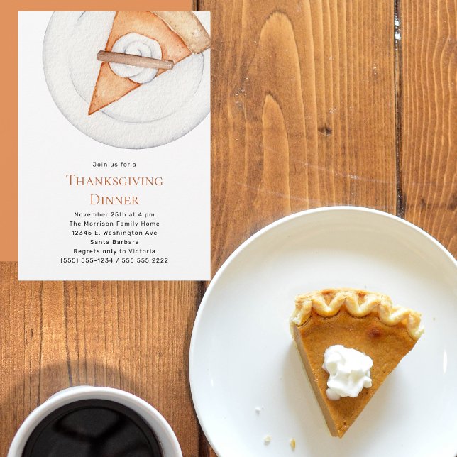 Modern Thanksgiving Dinner Pumpkin Pie  Invitation (Creator Uploaded)