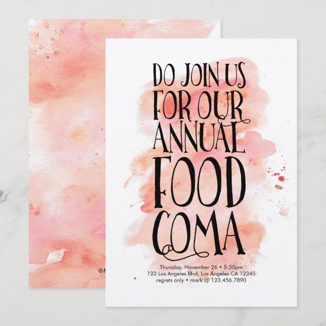 Modern Thanksgiving Food Coma Invitation (Front/Back)