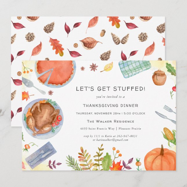 Modern Thanksgiving Friendsgiving Dinner Party Invitation (Front/Back)