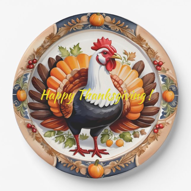 Modern Thanksgiving Pumpkin Autumn Collection Paper Plate (Front)