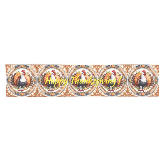 Modern Thanksgiving Pumpkin Autumn Collection Short Table Runner (Horizontal)
