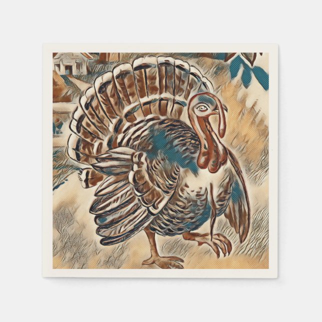 Modern Thanksgiving Turkey Napkins (Front)