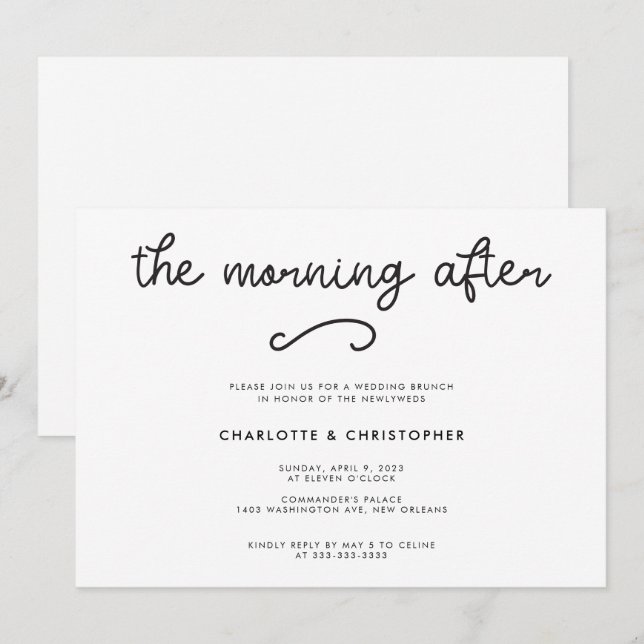 Modern The Morning After Post Wedding Brunch Invitation (Front/Back)