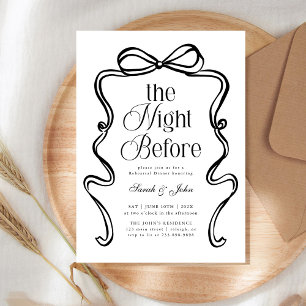 Modern The Night Before Bow BoRehearsal Dinner Invitation
