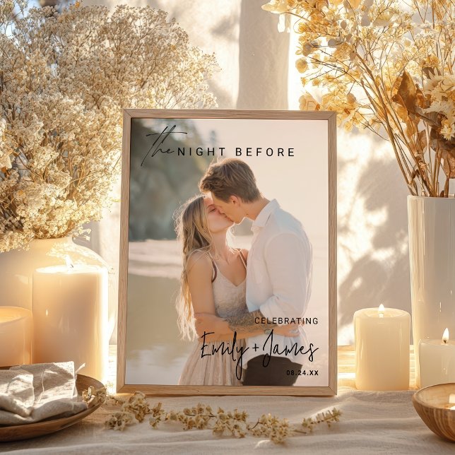 Modern the night before photo engagement welcome poster (Modern the night before photo engagement welcome poster)