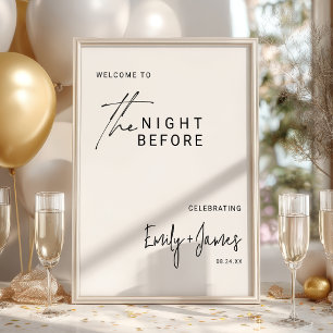 Modern the night before rehearsal dinner welcome poster