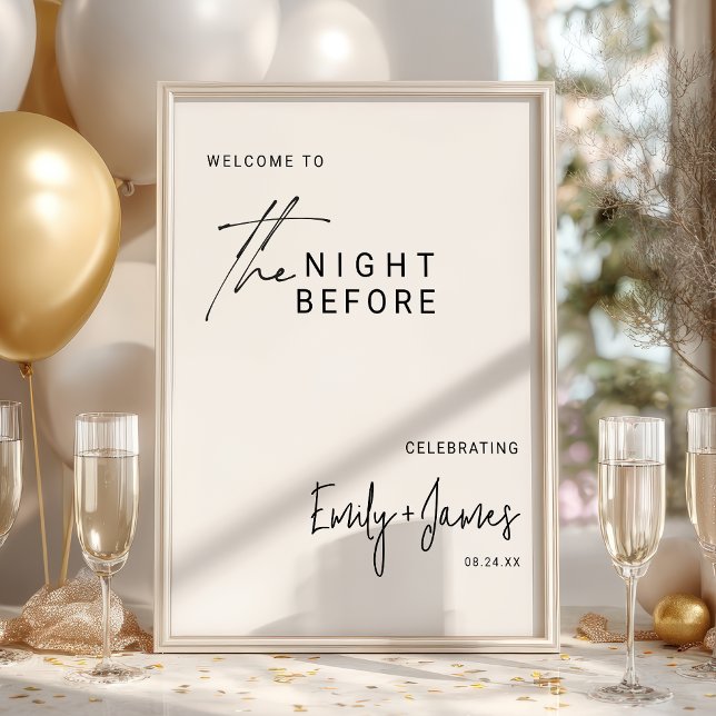 Modern the night before rehearsal dinner welcome poster (Modern the night before rehearsal dinner welcome poster)
